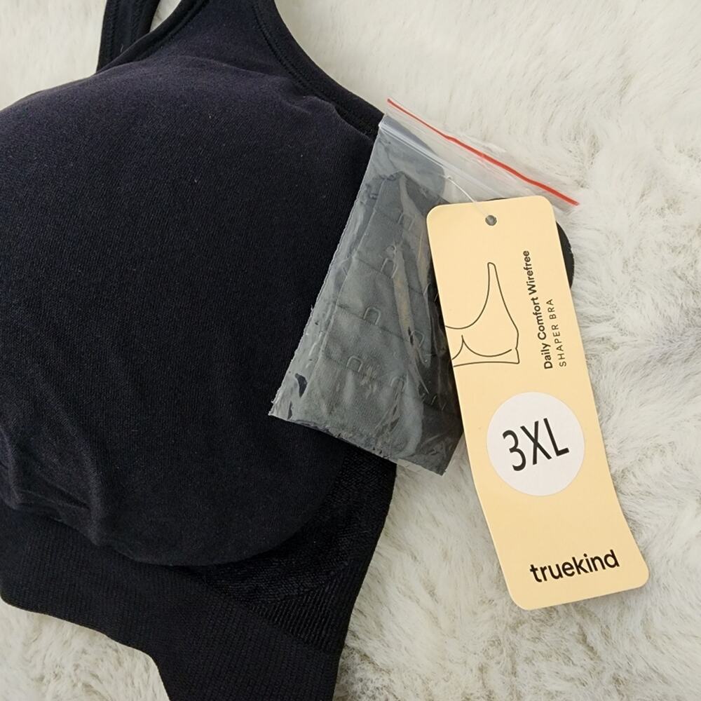 Truekind Daily Comfort Wireless Shaper Bra - Black Seamless Plus Size 3X - NEW - Picture 6 of 12